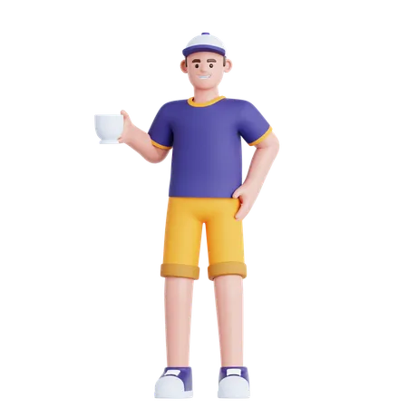 コーヒーブレイクをする男性  3D Illustration