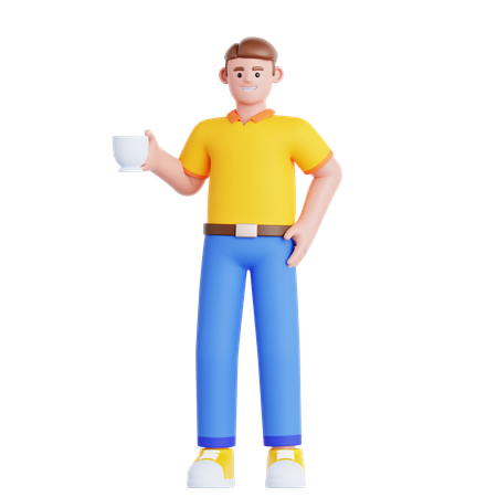 コーヒーブレイクをする男性  3D Illustration