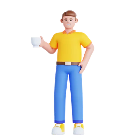 コーヒーブレイクをする男性  3D Illustration