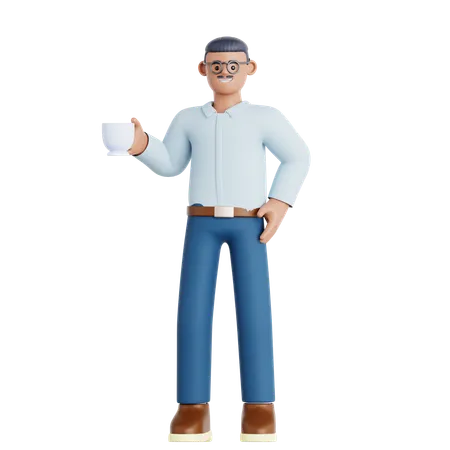 Man Have a Coffee Break  3D Illustration