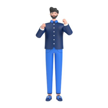 Man having expressing positive emotion  3D Illustration