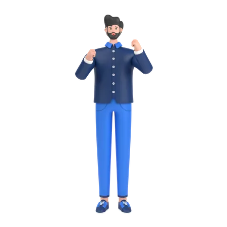 Man having expressing positive emotion  3D Illustration