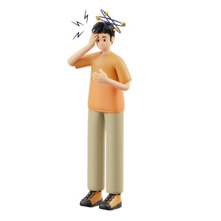 Man Having Headache  3D Illustration