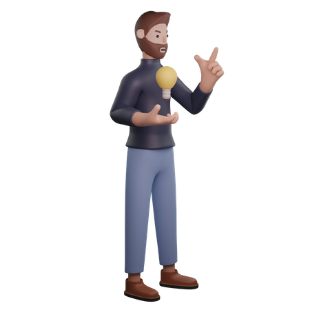 Man having idea  3D Illustration