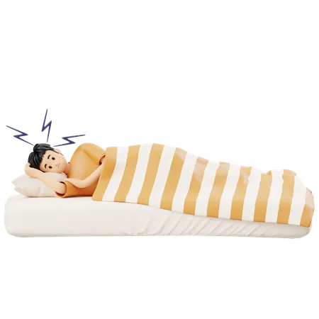 不眠症に悩む男性  3D Illustration