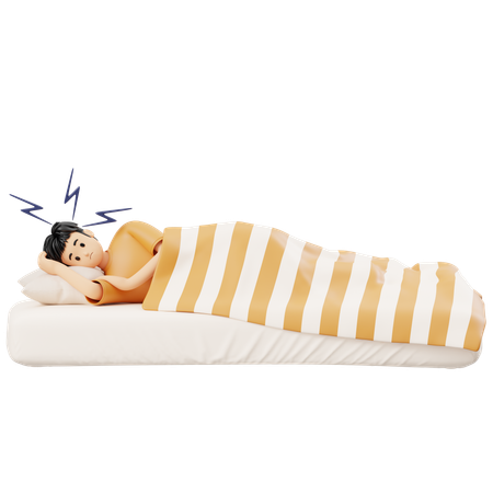 Man Having Insomnia Problem  3D Illustration