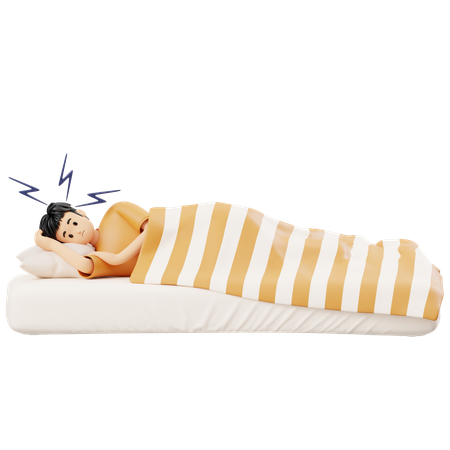 Man Having Insomnia Problem  3D Illustration