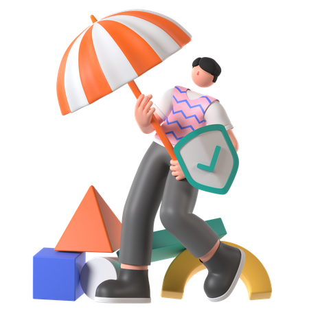 Man Having Life Insurance  3D Illustration