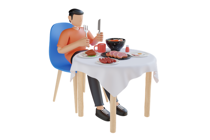 Man having lunch  3D Icon