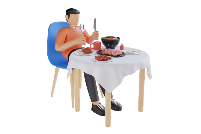Man having lunch  3D Illustration