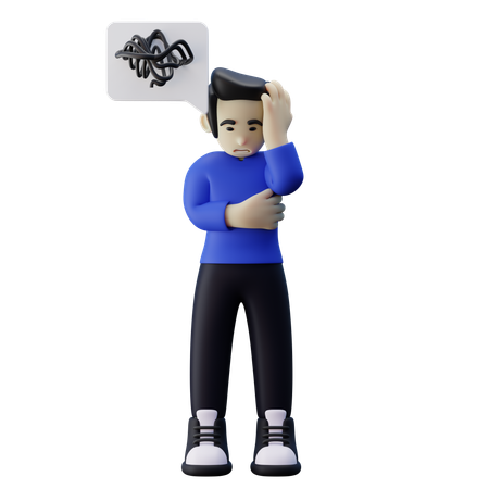 Man Having Mental Stress  3D Illustration