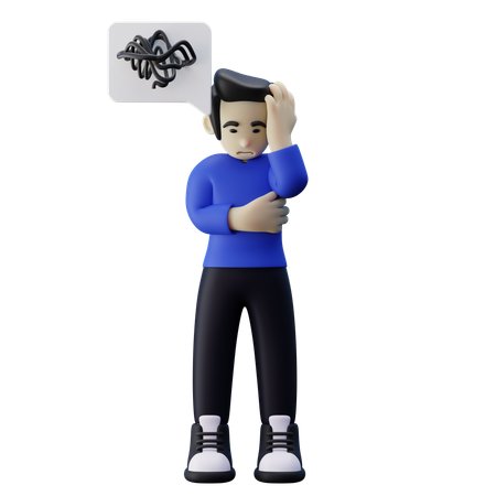 Man Having Mental Stress  3D Illustration