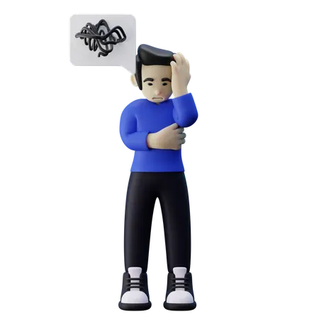 Man Having Mental Stress  3D Illustration