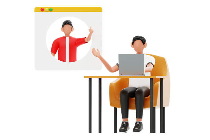 Man Having Online Business Meeting  3D Illustration