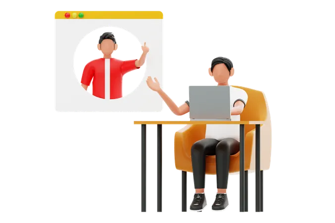 Man Having Online Business Meeting  3D Illustration