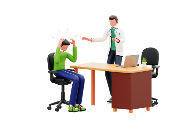 Man Having Panic Attack At Medical Checkup  3D Illustration