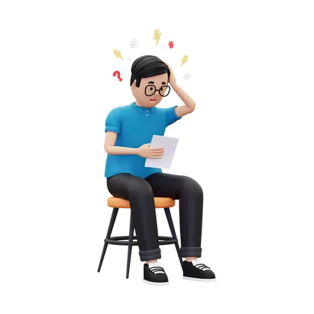 Man having stress due to work  3D Illustration