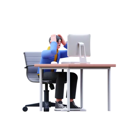 Man Having Work Stress  3D Illustration