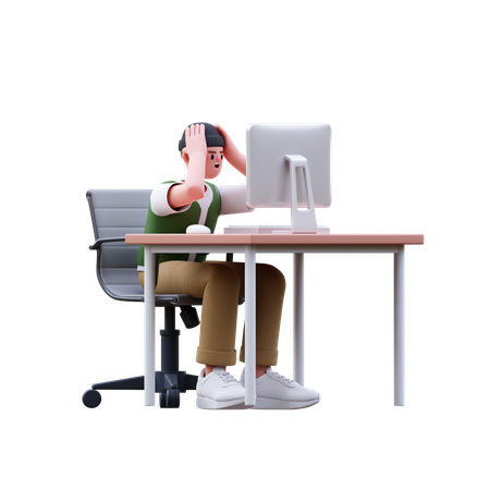 Man Having Work Stress  3D Illustration