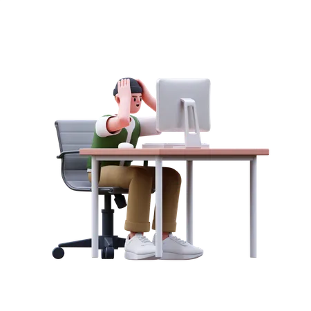 Man Having Work Stress  3D Illustration