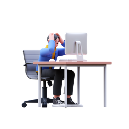 Man Having Work Stress  3D Illustration