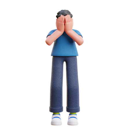 Man hiding his face  3D Icon