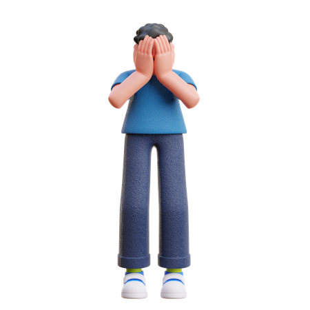 Man hiding his face  3D Illustration