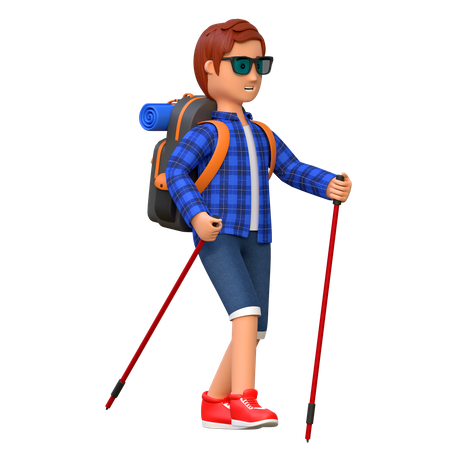 Man hiking mountain  3D Icon