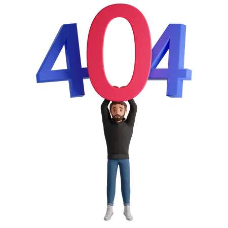 Man holding 404 error  3D Illustration