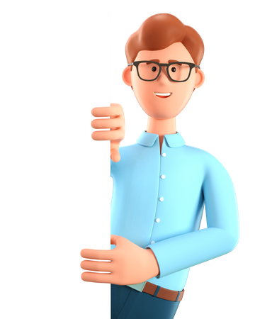 Man holding a blank board  3D Illustration