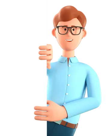 Man holding a blank board  3D Illustration