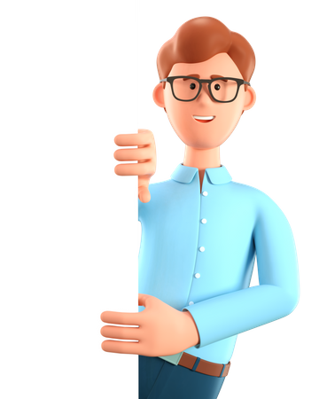 Man holding a blank board 3D Illustration
