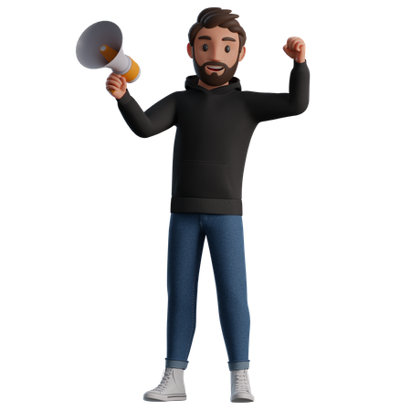 Man holding a megaphone  3D Illustration