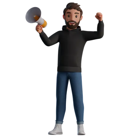 Man holding a megaphone  3D Illustration