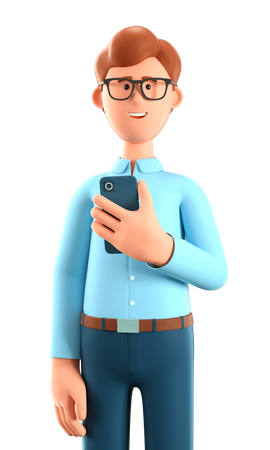 Man holding a smartphone  3D Illustration