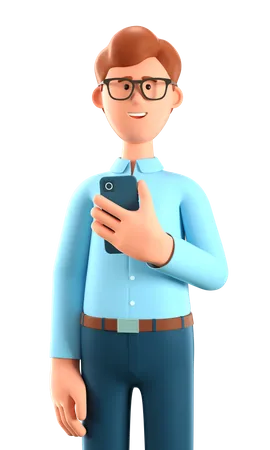 Man holding a smartphone  3D Illustration