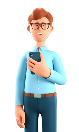 Man holding a smartphone 3D Illustration