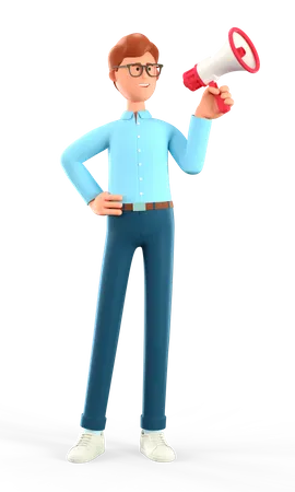 Man holding a speaker  3D Illustration