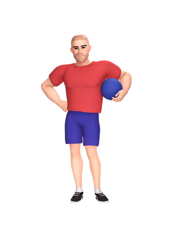 Man holding ball in hand  3D Icon