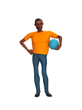Man holding ball in hand  3D Icon