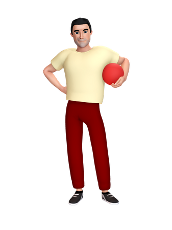Man holding ball in hand  3D Icon