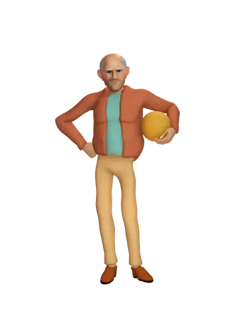 Man holding ball in hand  3D Illustration