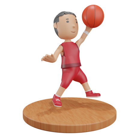 Man holding basketball  3D Illustration