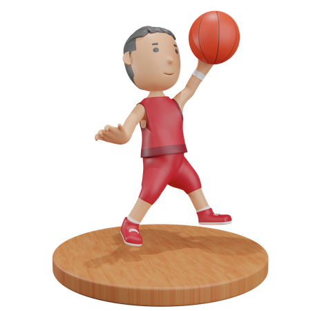 Man holding basketball 3D Illustration