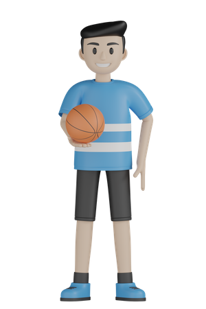 Man Holding Basketball 3D Illustration