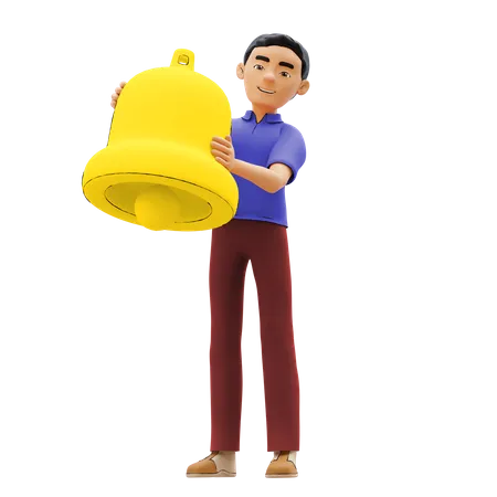 Man Holding bell  3D Illustration