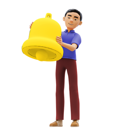 Man Holding bell 3D Illustration
