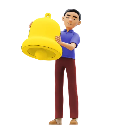 Man Holding bell 3D Illustration