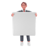 man holding blank board 3d