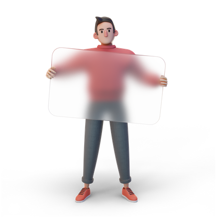 Man holding blank card 3D Illustration
